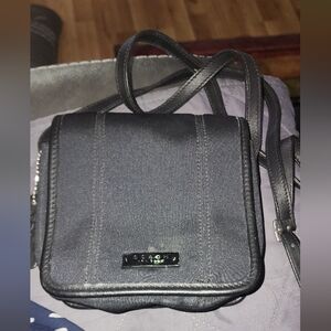 COACH EUC POUCHETTE BLACK NEOPRENE LEATHER STRAP CROSSBODY 6213 ITALY